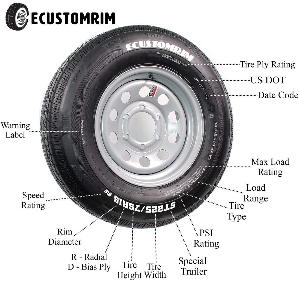 2-Pack Trailer Tire On Rim 4.80-8 4 Lug 6 Ply Galvanized Wheel O3832