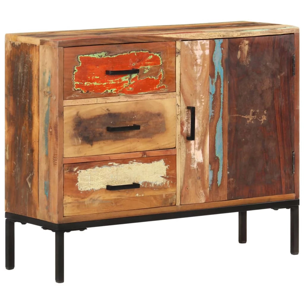 Reclaimed Wood Sideboard with Door Cabinet and 3 Storage Drawers E620720