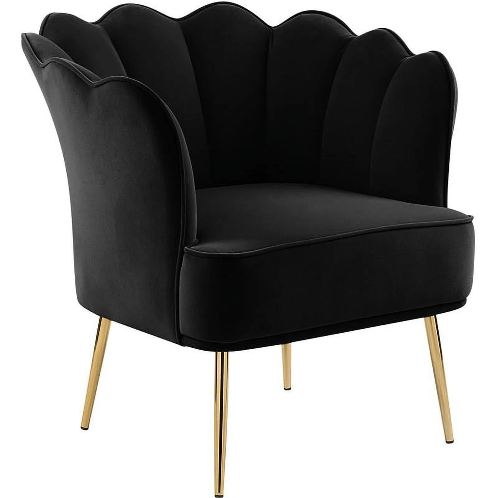 Black Velvet Accent Chair with Gold Iron Legs B4772