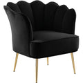 Black Velvet Accent Chair with Gold Iron Legs B4772