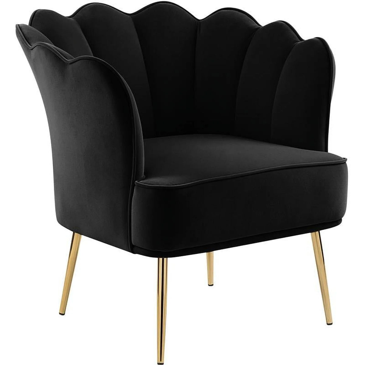 Black Velvet Accent Chair with Gold Iron Legs B4772