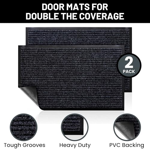 Front Door Mat 30x17 inches 2-Pack Gray Z154