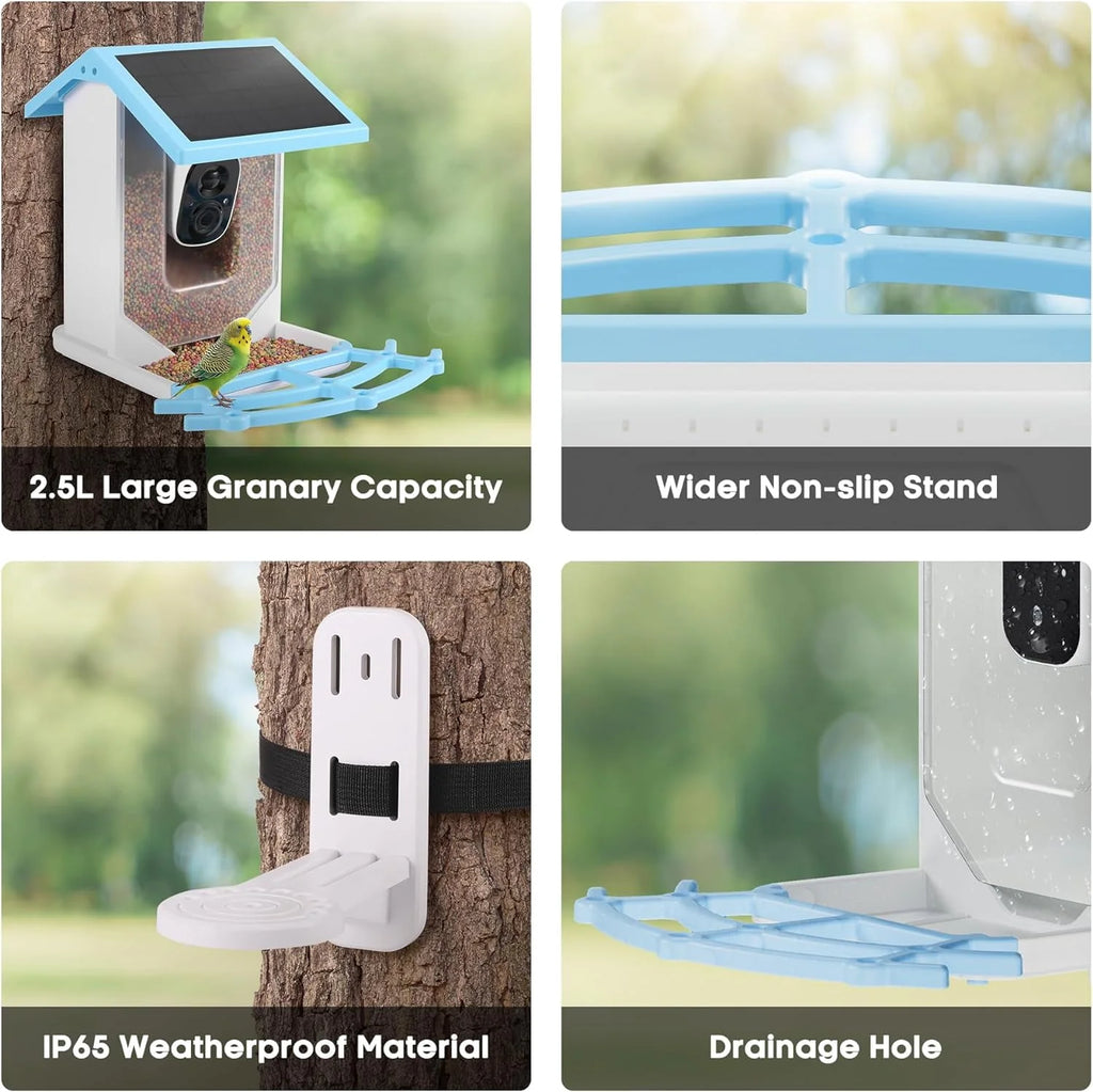Smart Bird Feeder with Camera, Solar Powered, 64G TF Card F6665