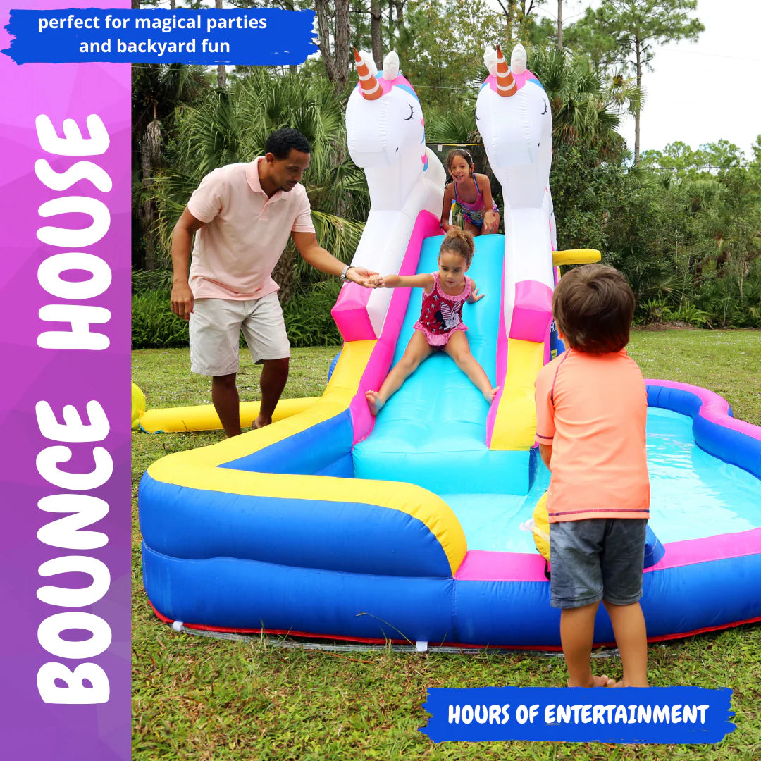 Giant Inflatable Unicorn Slide with Side Pool R321512