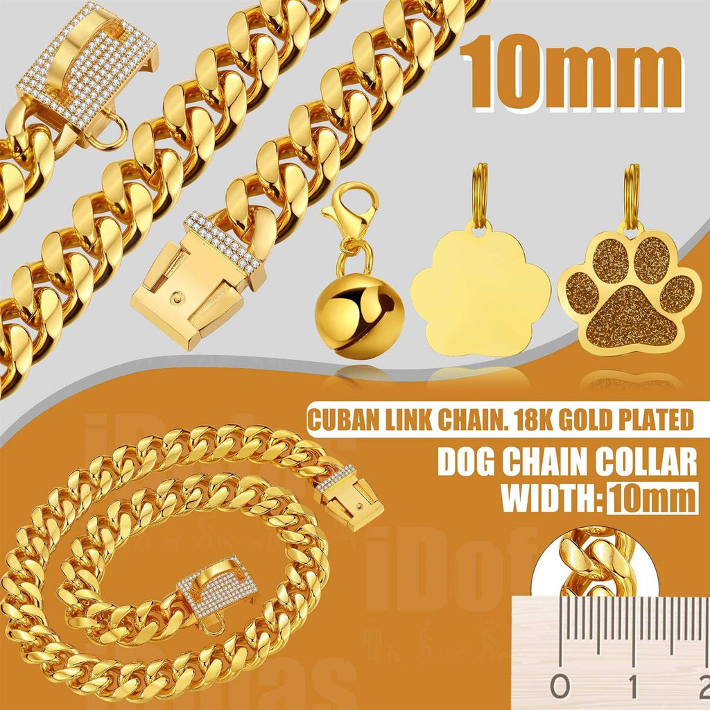 Gold Chain Dog Collar Stainless Steel W82110