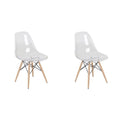 Black Acrylic Dining Chair with Wood Legs Set of Two Q25866
