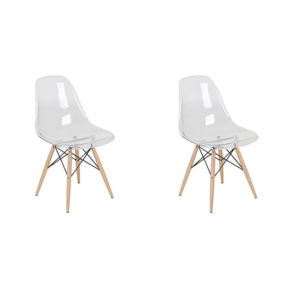 Black Acrylic Dining Chair with Wood Legs Set of Two Q25866