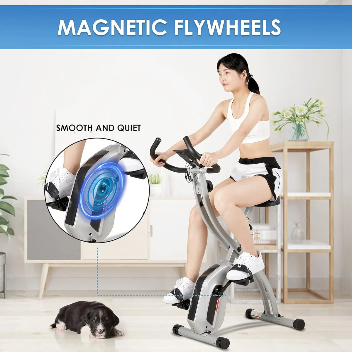 Folding Stationary Exercise Bike with LCD Monitor S989