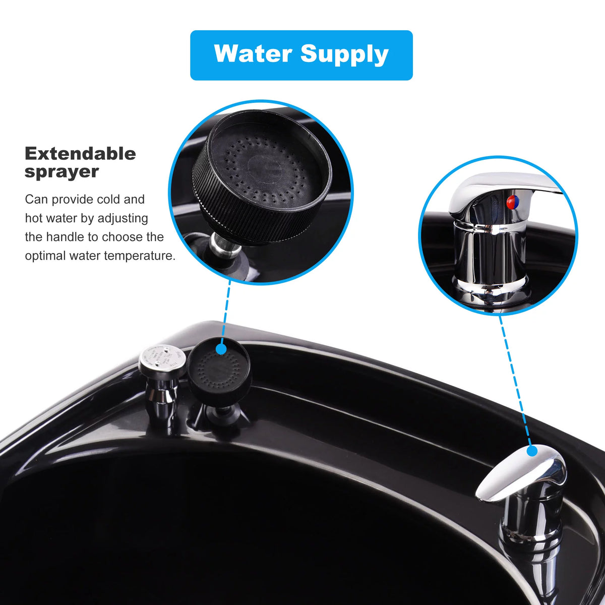 Shampoo Bowl with Vacuum Breaker and Neck Rest D9740