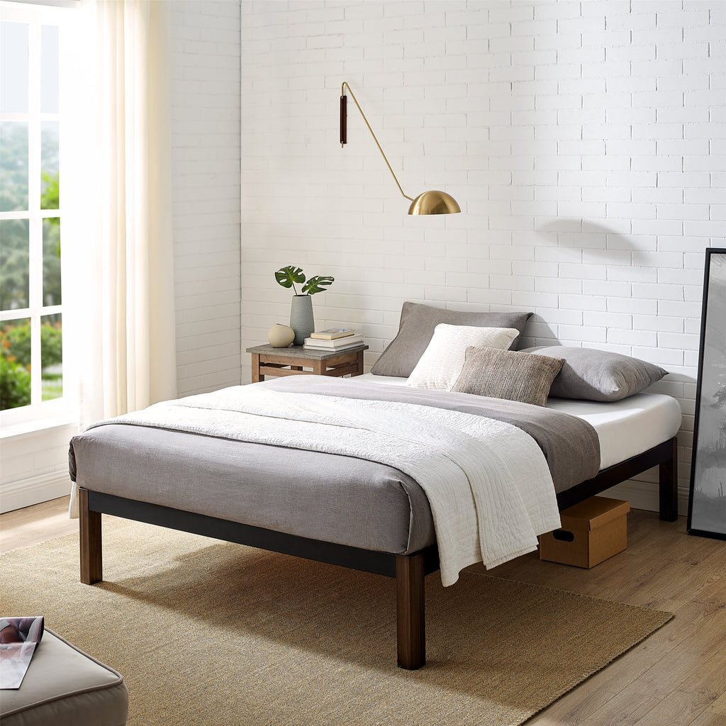 Queen Wood Slat Metal Platform Bed Frame J47507