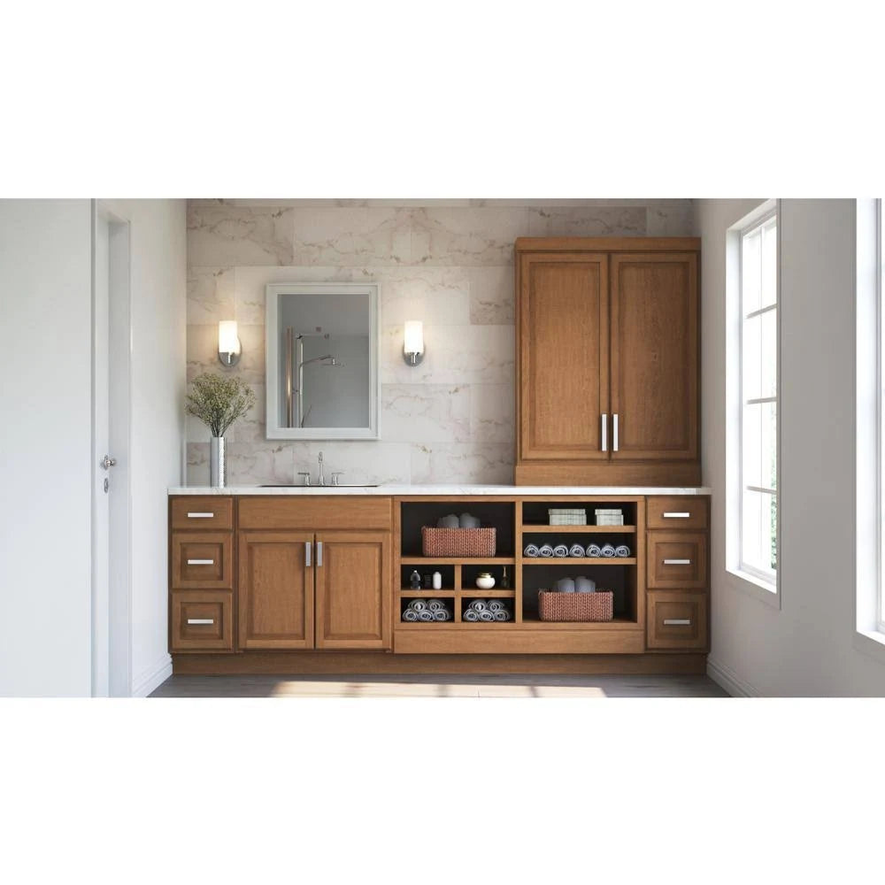 Medium Oak Diagonal Corner Wall Kitchen Cabinet A30955