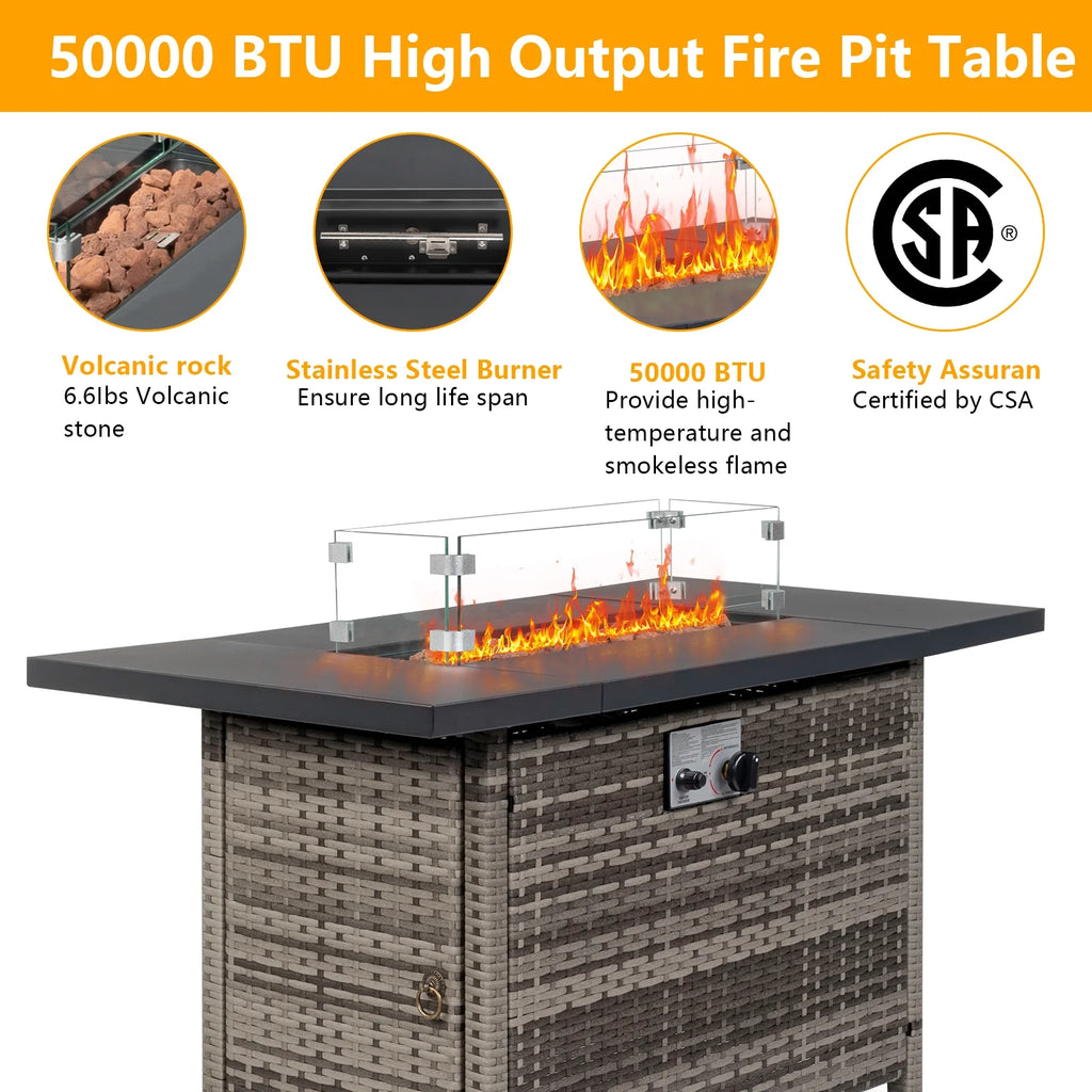 43.3 inch 50,000 BTU Propane Gas Fire Pit Table E580676