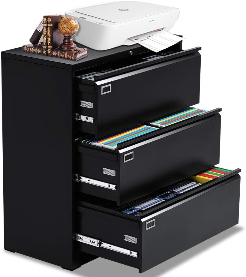 Black 4 Drawer Locking Metal Lateral File Cabinet E4087