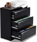 Black 4 Drawer Locking Metal Lateral File Cabinet E4087