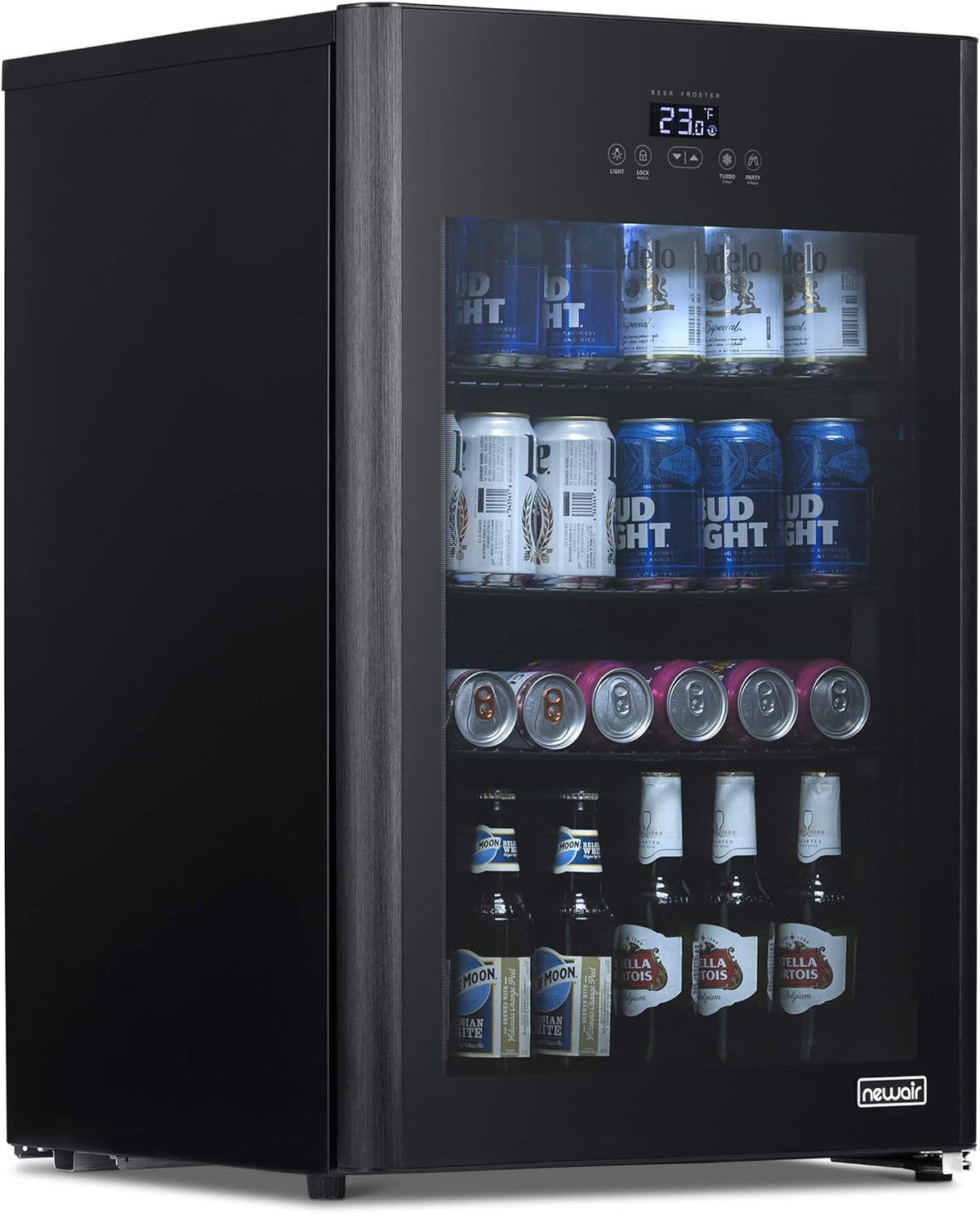 125 Can Capacity Black Freestanding Beer Refrigerator and Cooler with Glass Door B3646