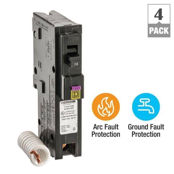 15 Amp Single-Pole Dual Function Circuit Breaker 4-Pack C161