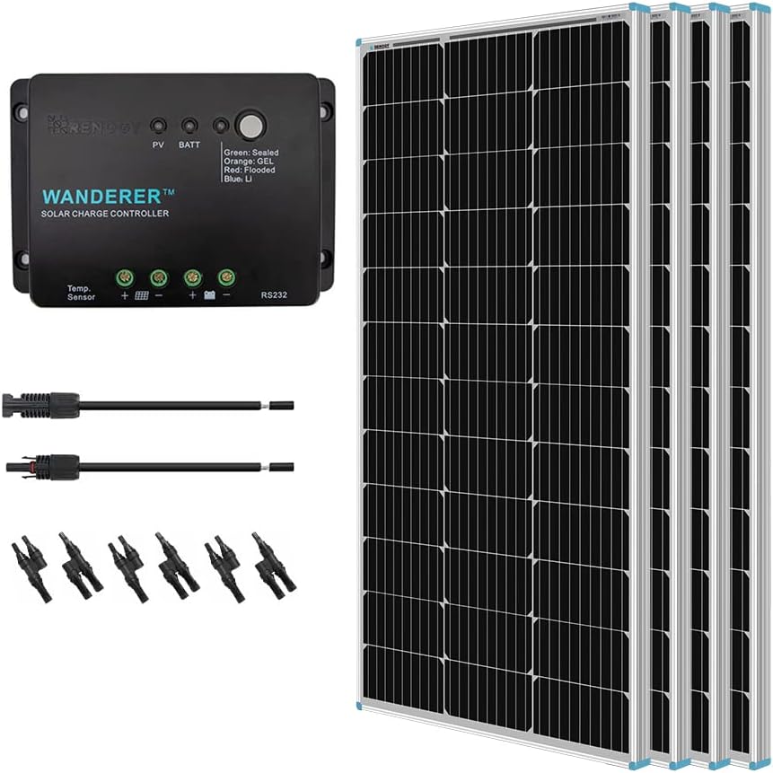 400 Watt 12 Volt Monocrystalline Solar Panel Kit with 30A Charge Controller M197007