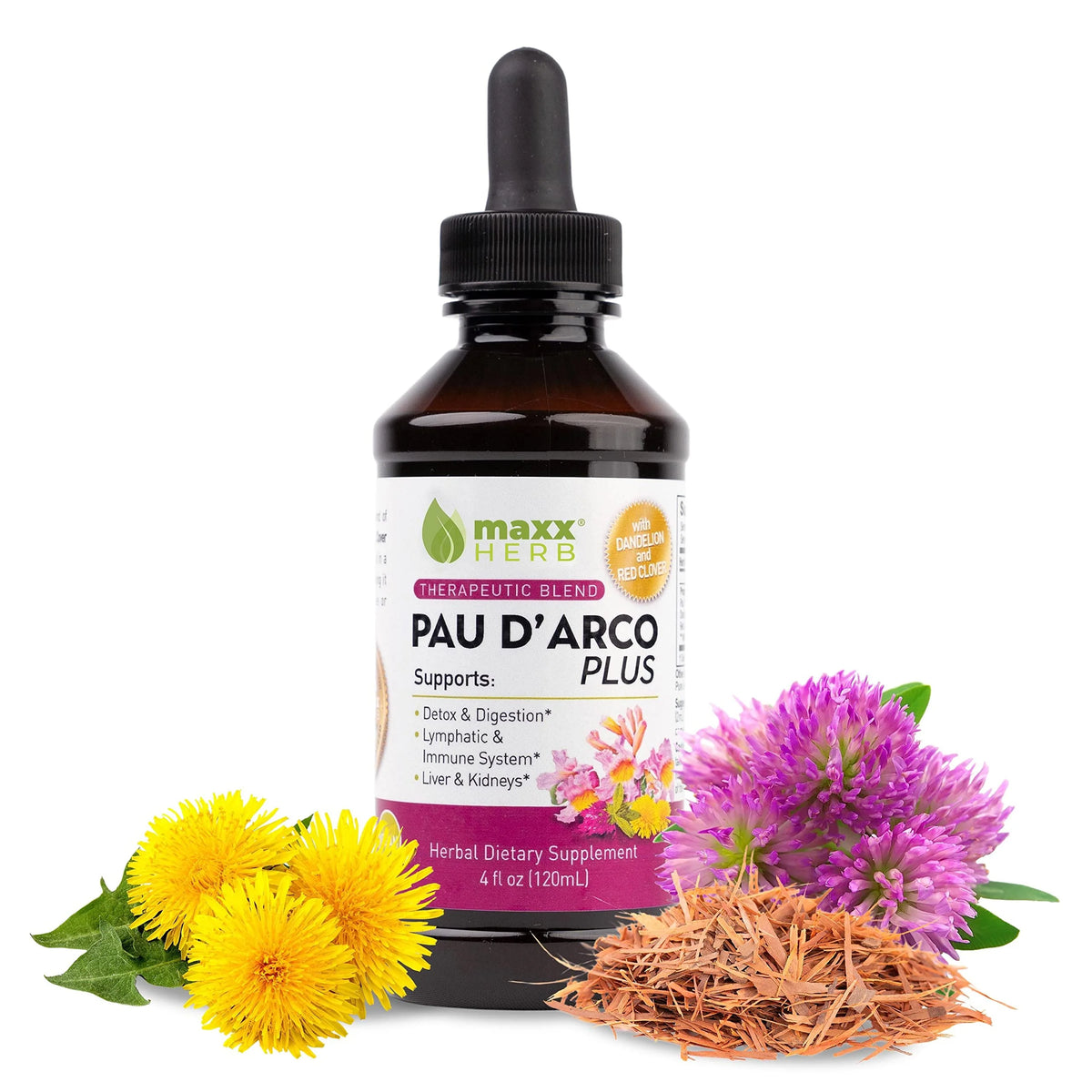 Pau D'Arco Extract with Dandelion Root & Red Clover 4 Oz A571948