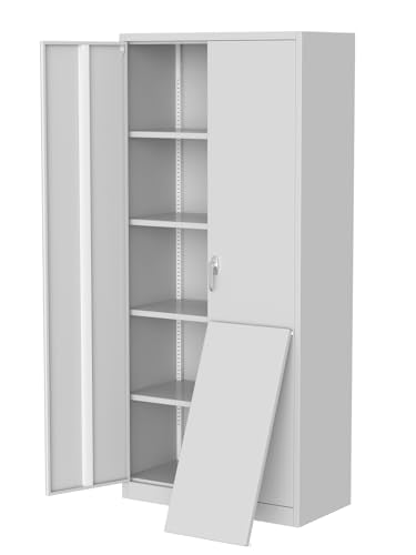 Black Metal Storage Cabinet with Doors and 4 Shelves K74289
