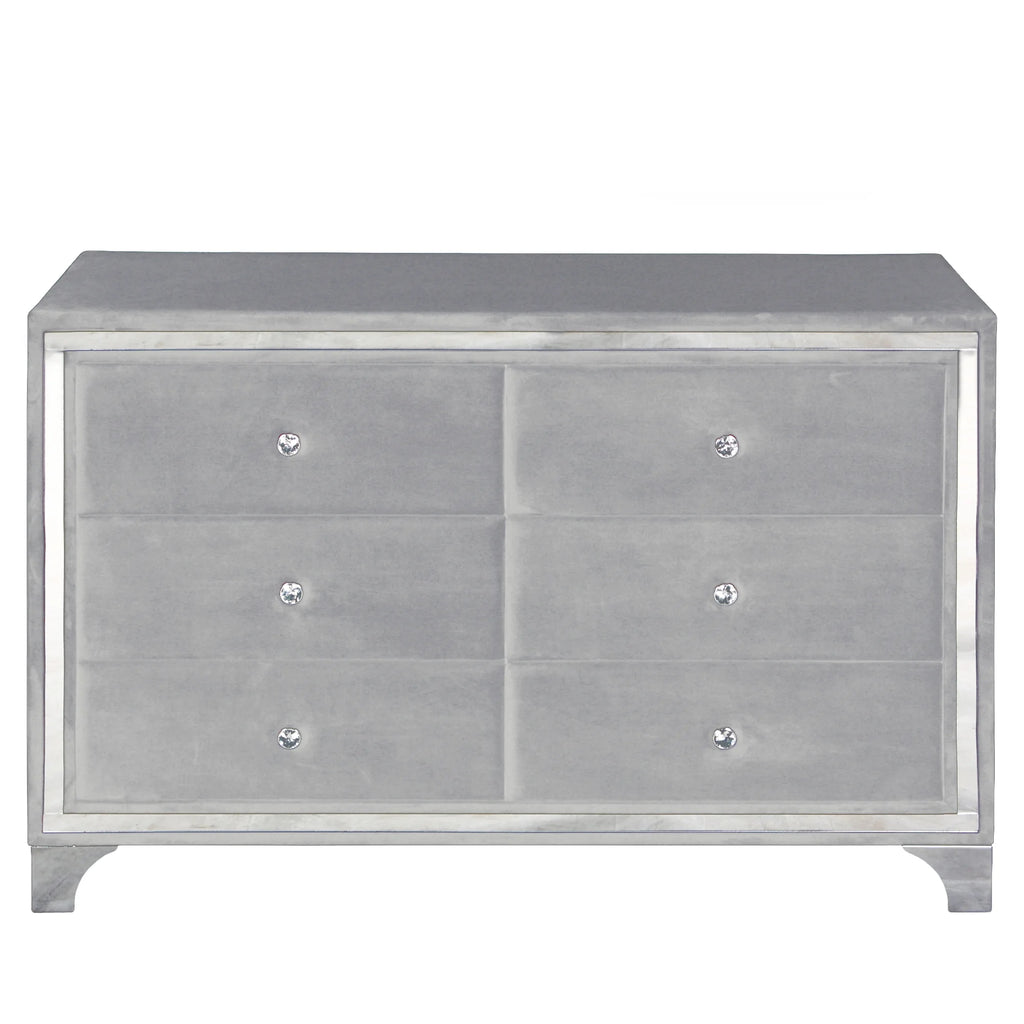 Gray Velvet Upholstered Double Dresser A783775