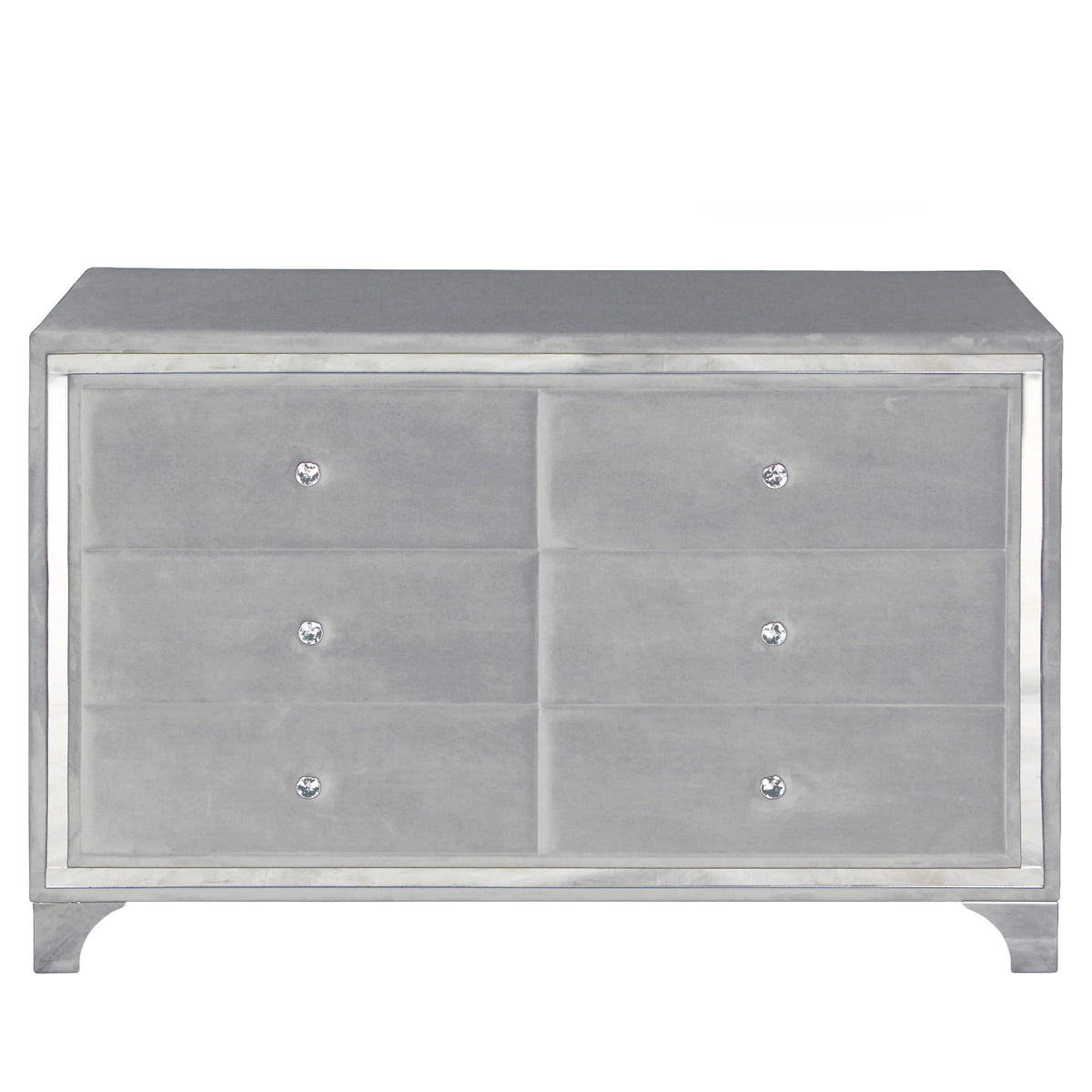Gray Velvet Upholstered Double Dresser A783775