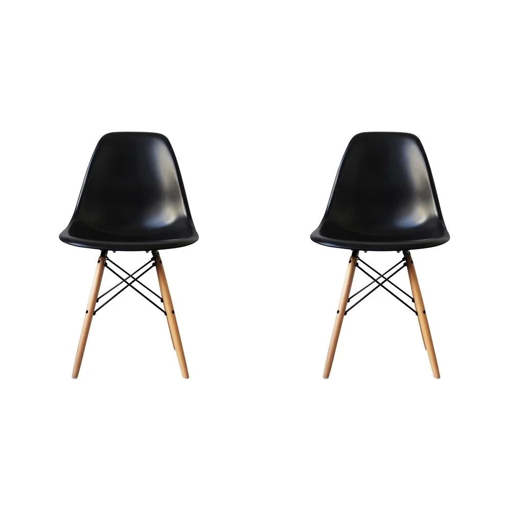 Black Acrylic Dining Chair with Wood Legs Set of Two Q25866