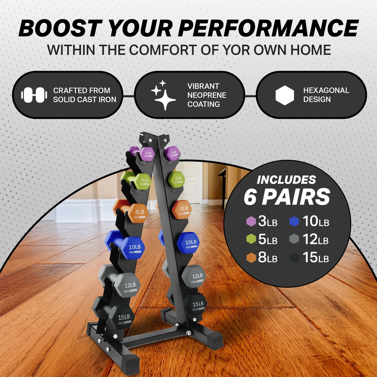 Neoprene Dumbbell Weight Set with Rack P8961