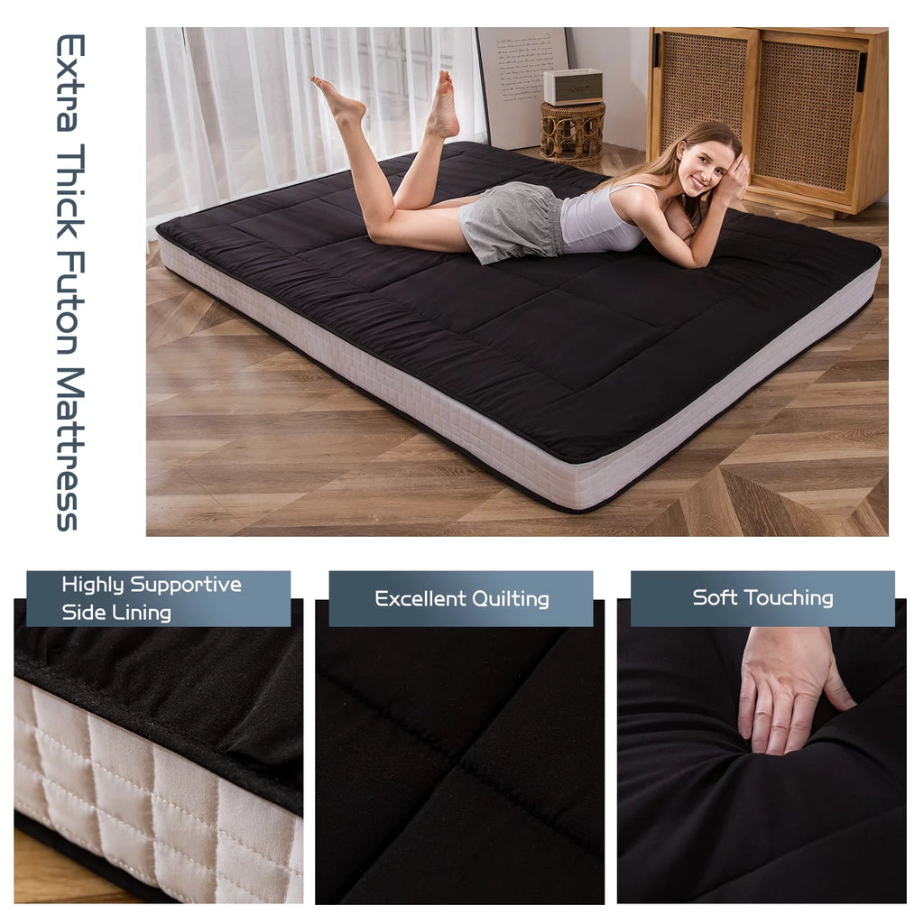 6" Extra Thick Foldable Floor Mattress, Black, Twin G24539