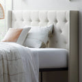 King Cal King Cream Upholstered Headboard T25847