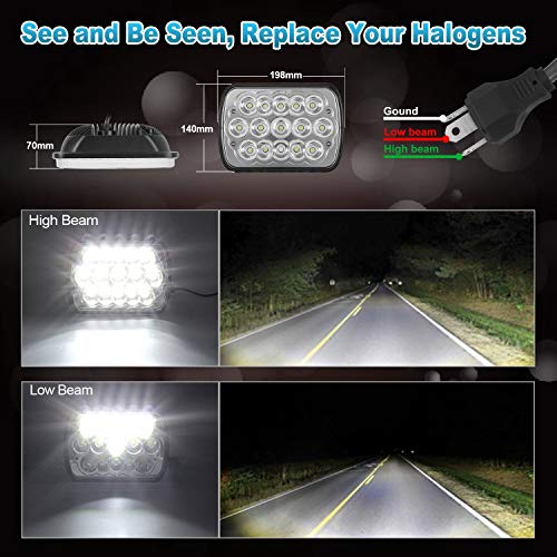 2PCS Rectangle 5x7 7x6 LED Headlights Hi/Low Sealed Beam H9608