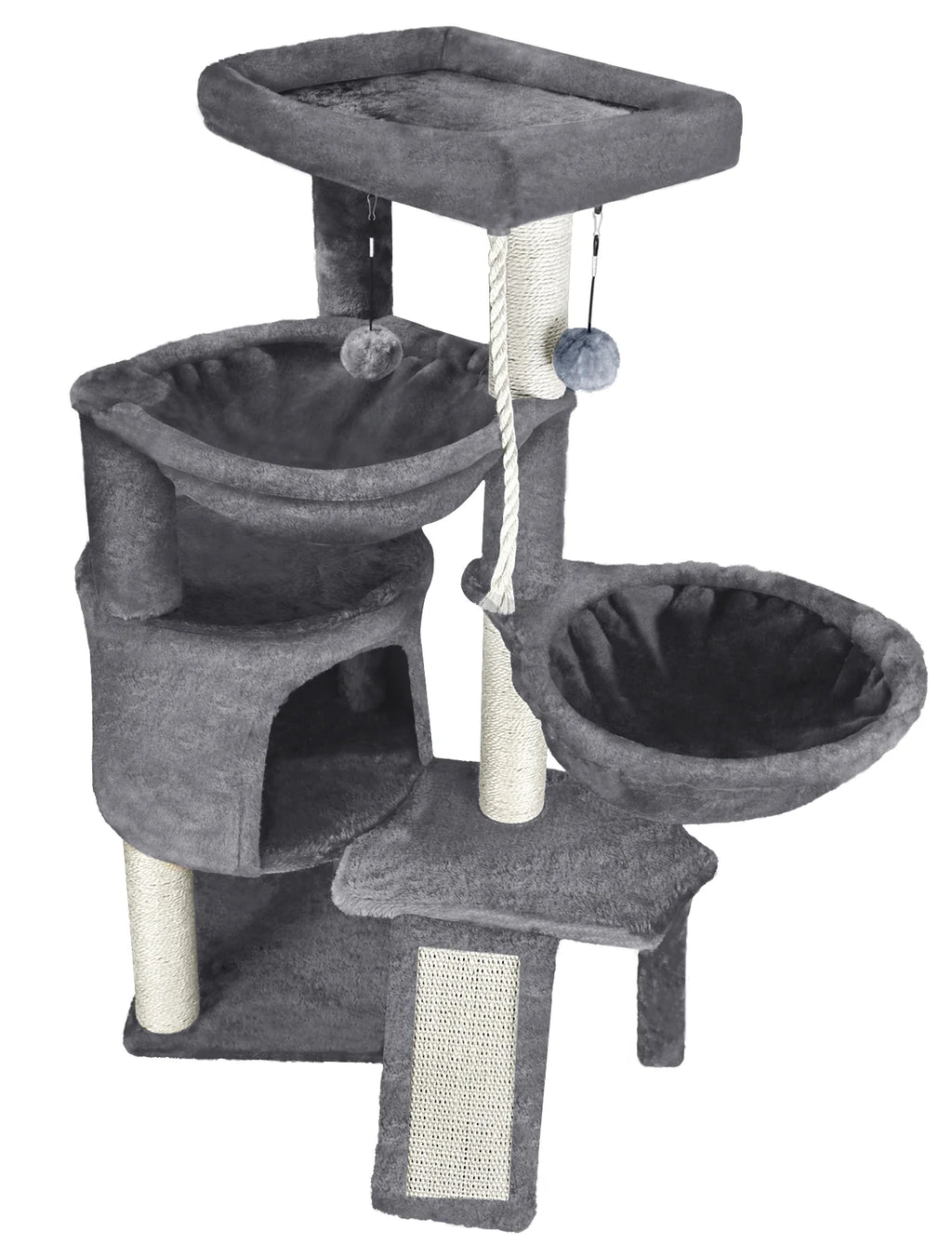 Grey Cat Tree with Scratching Posts and Hammocks O4883