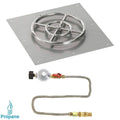 Match Light Fire Pit Kit Square Flat Pan 18x18 inch Pan 12 inch Burner Propane GAS LP X2677