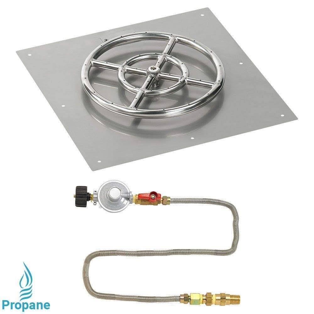 Match Light Fire Pit Kit Square Flat Pan 18x18 inch Pan 12 inch Burner Propane GAS LP X2677