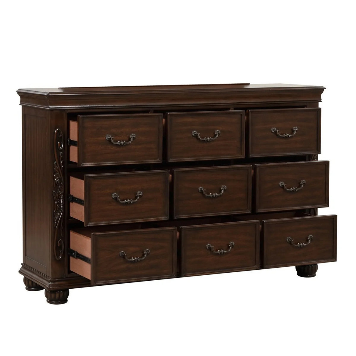 Cherry Brown 9 Drawer Wood Dresser W8622