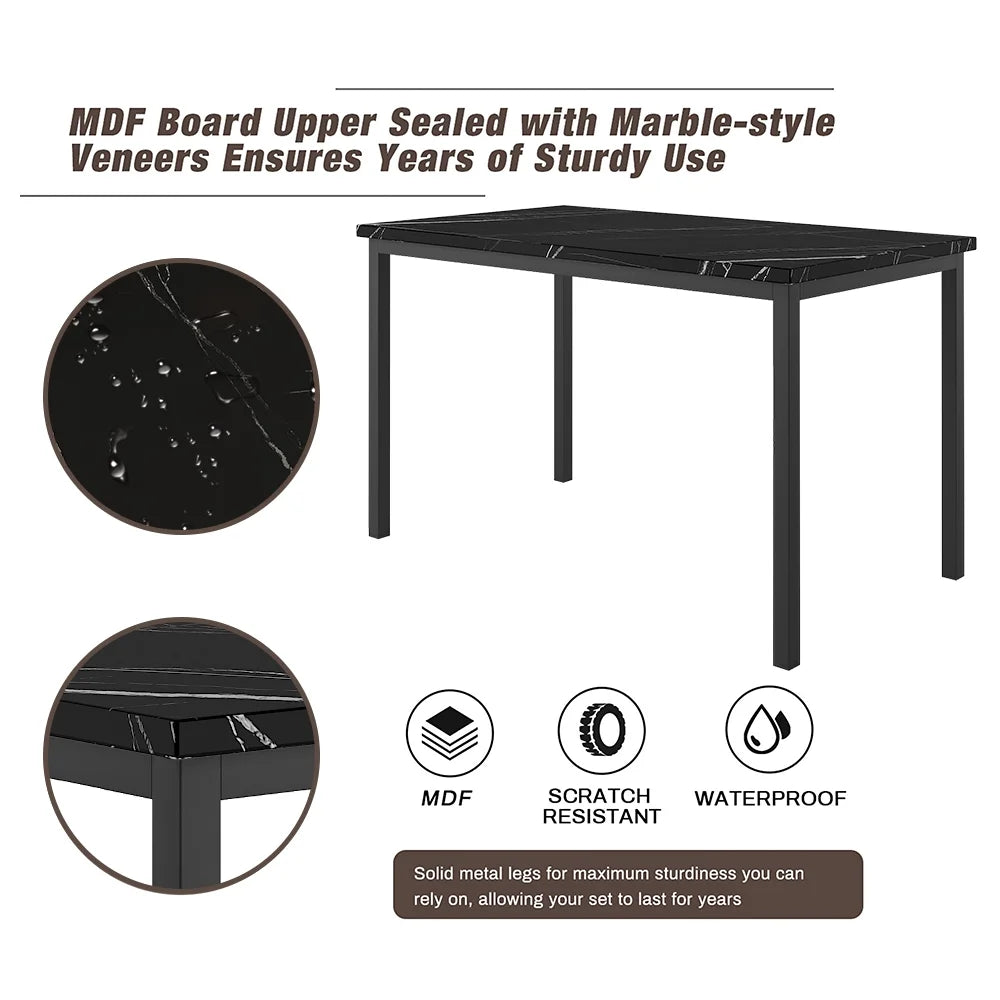 7 Piece Faux Marble Dining Table & Chair Set S800