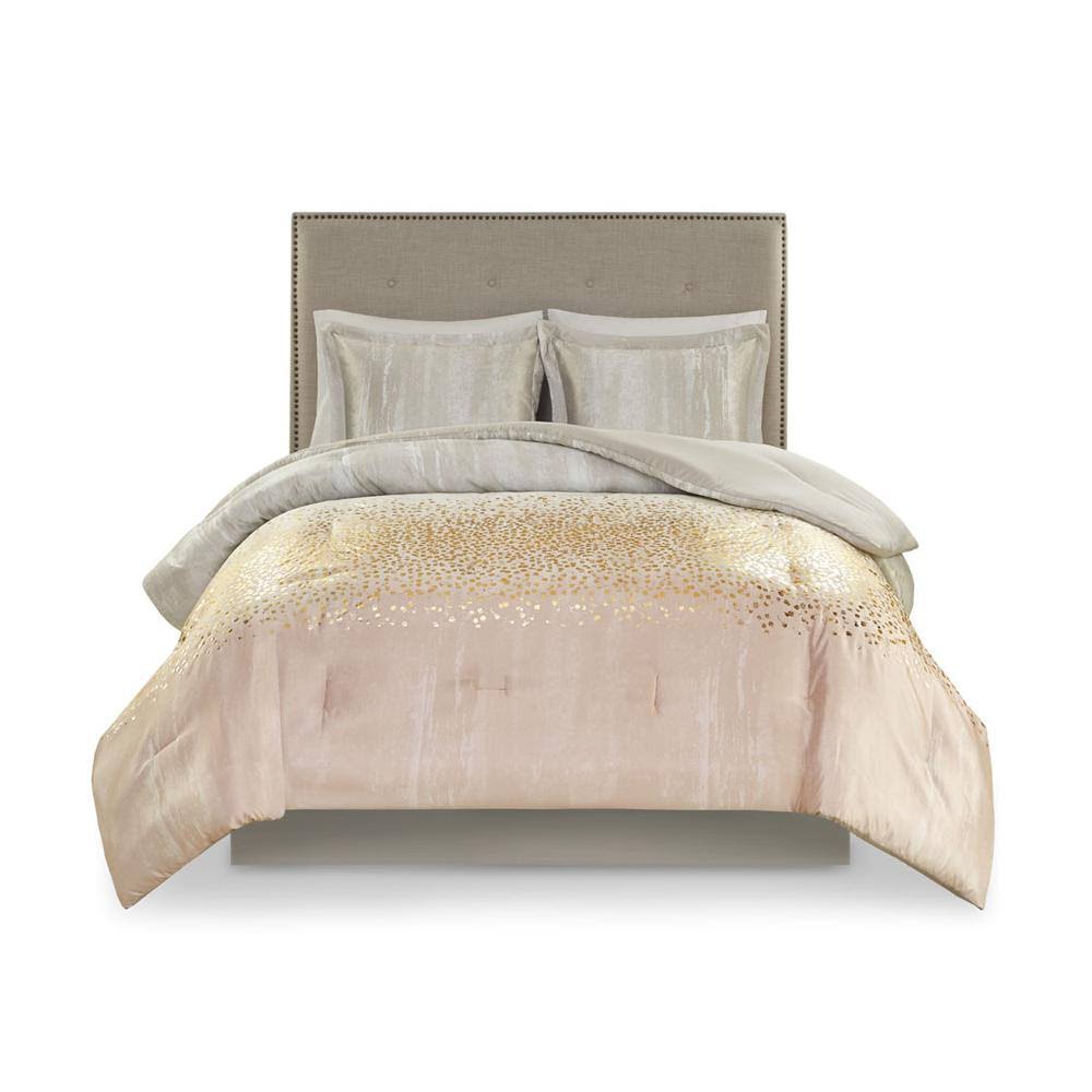 Blush Metallic Print 3 Piece Duvet Set Q7607