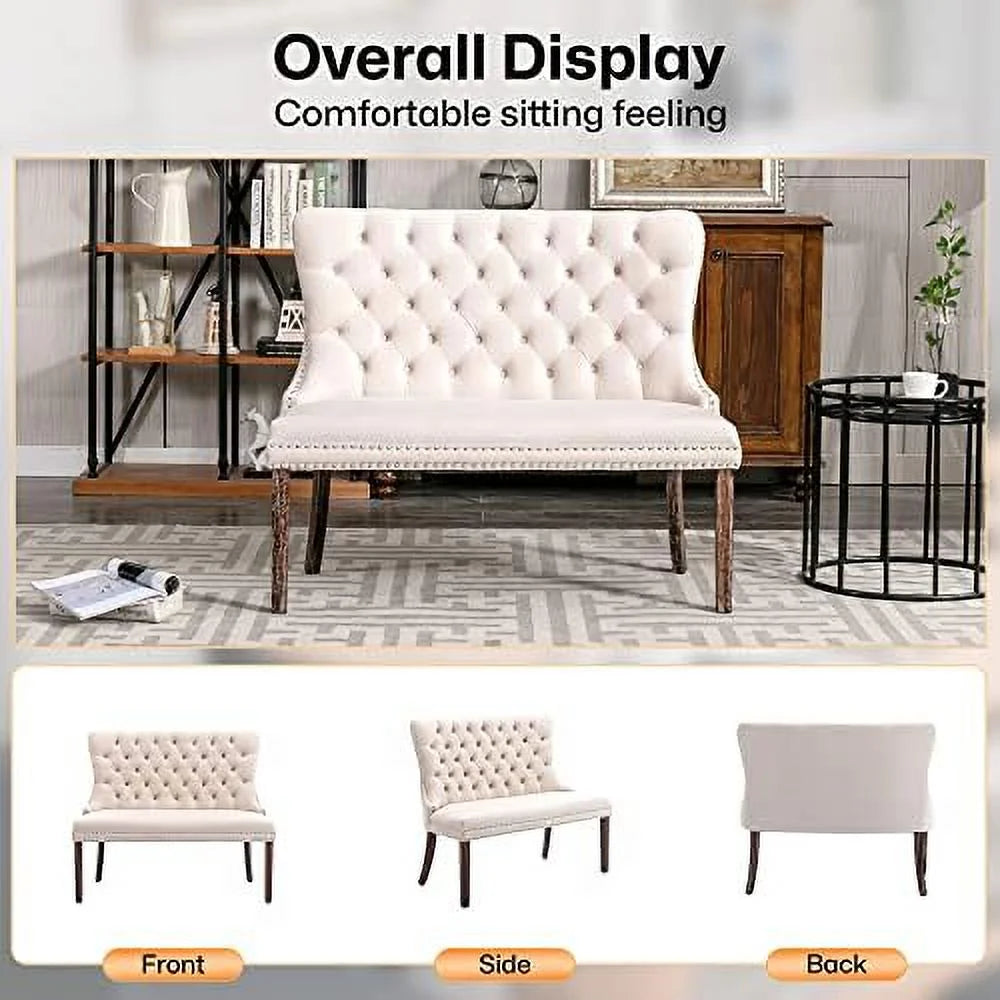 Velvet Tufted Back Dining Chairs with Gold Metal Legs Y44228