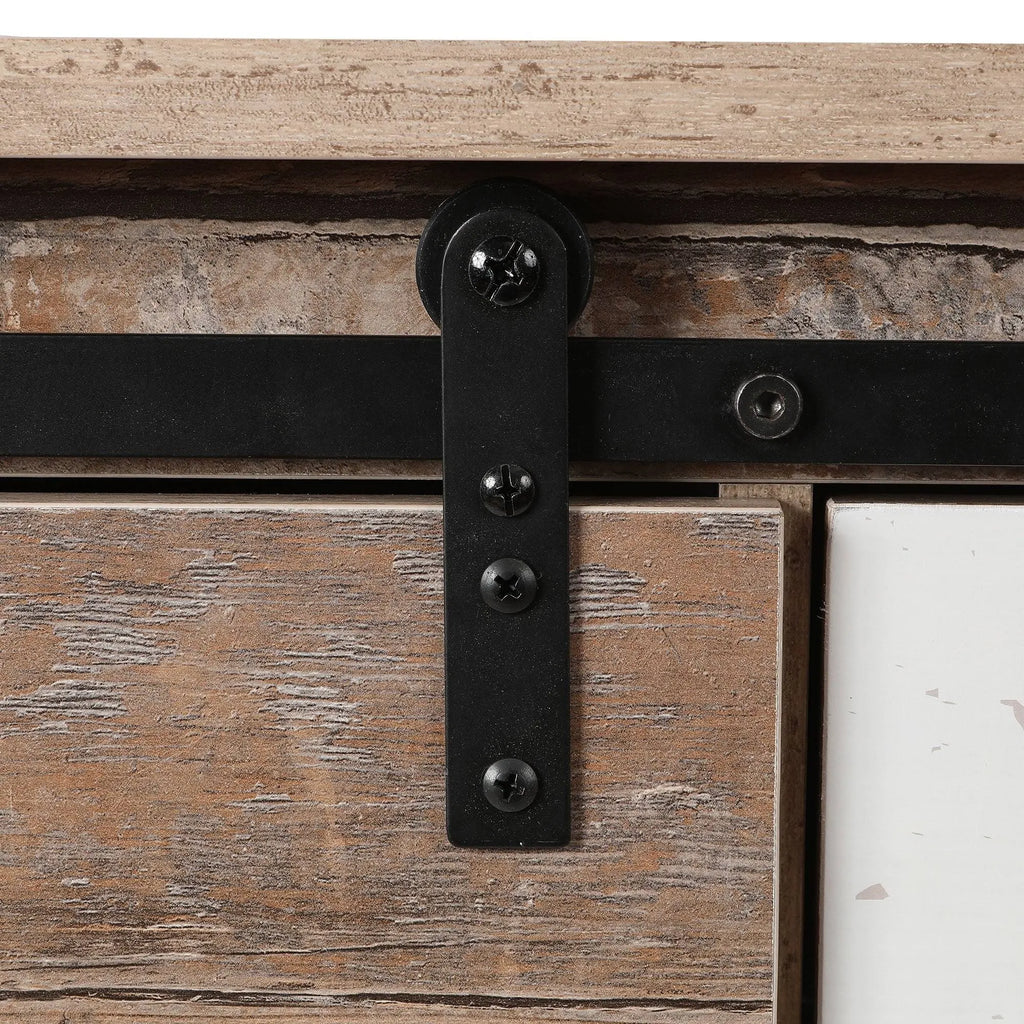 Rustic Sliding One Door Wood Cabinet R30291