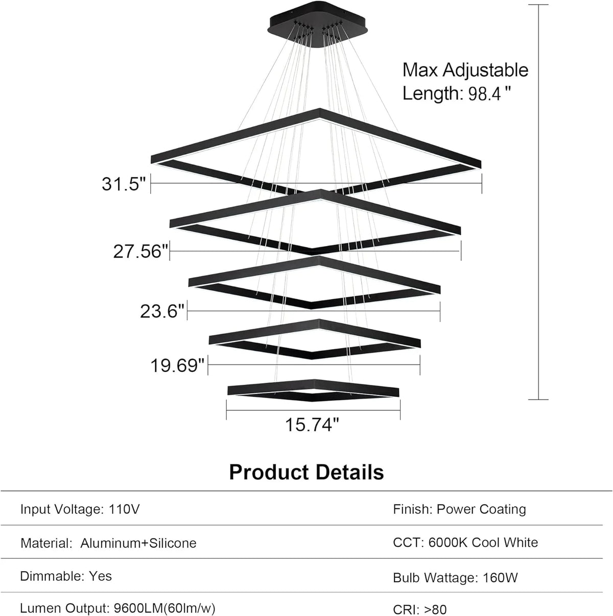 Square LED Ceiling Light Fixture K7420