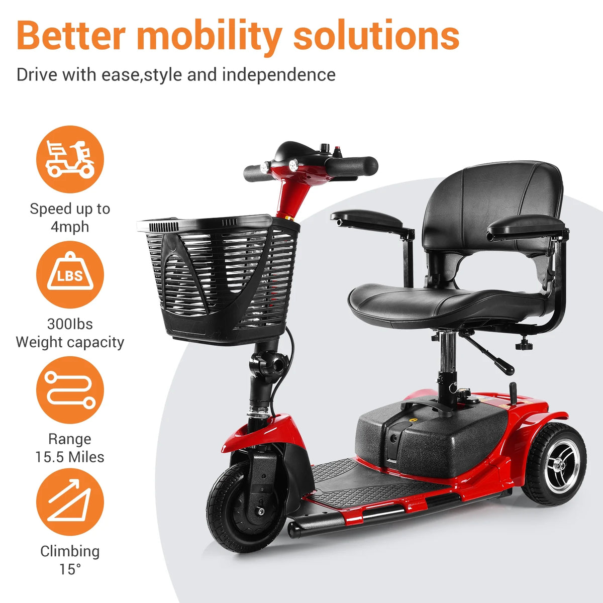 4 Wheels Portable Folding Power Mobility Scooter G566764