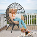 Large Wicker Egg Chair with Stand and Cushion Z218599