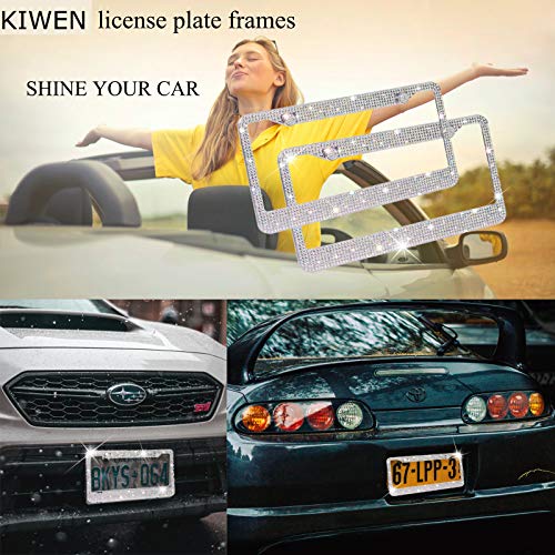 2 Pack Rhinestone Stainless Steel License Plate Frames U1750