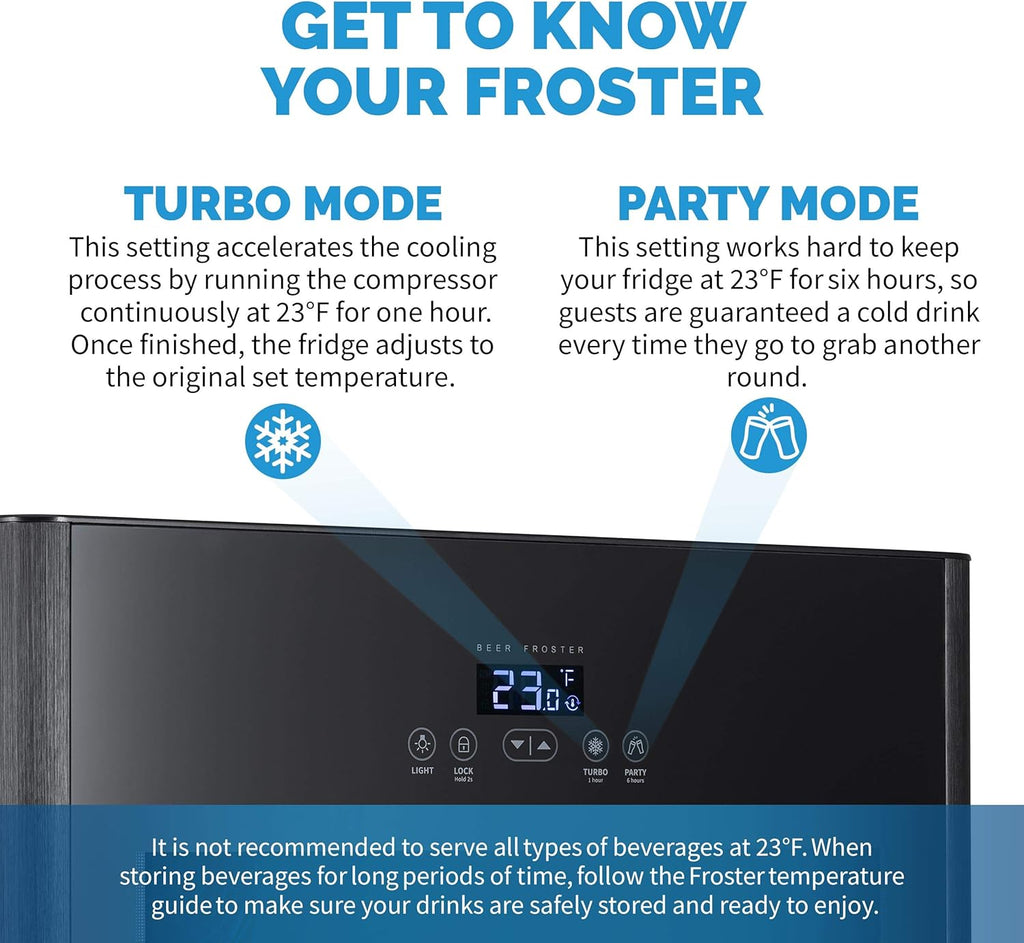 125 Can Capacity Black Freestanding Beer Refrigerator and Cooler with Glass Door B3646