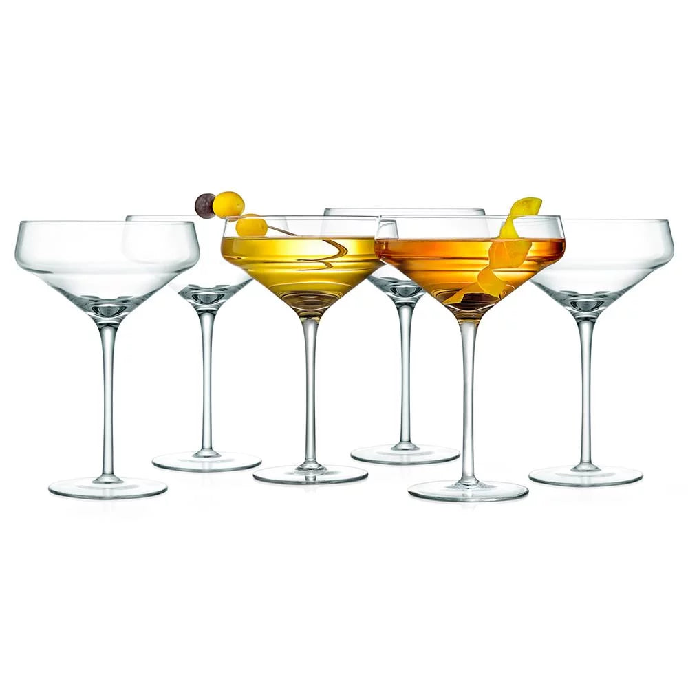6 Sets of Crystal Martini Glass, Ultra Clear, 100% Hand Blown, Dishwasher safe N102
