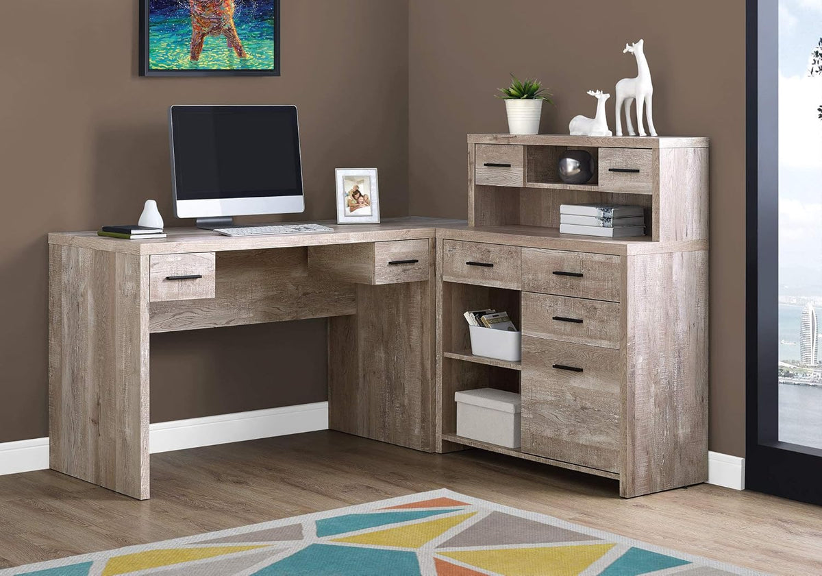 L-Shaped Corner Computer Desk with Hutch E2300