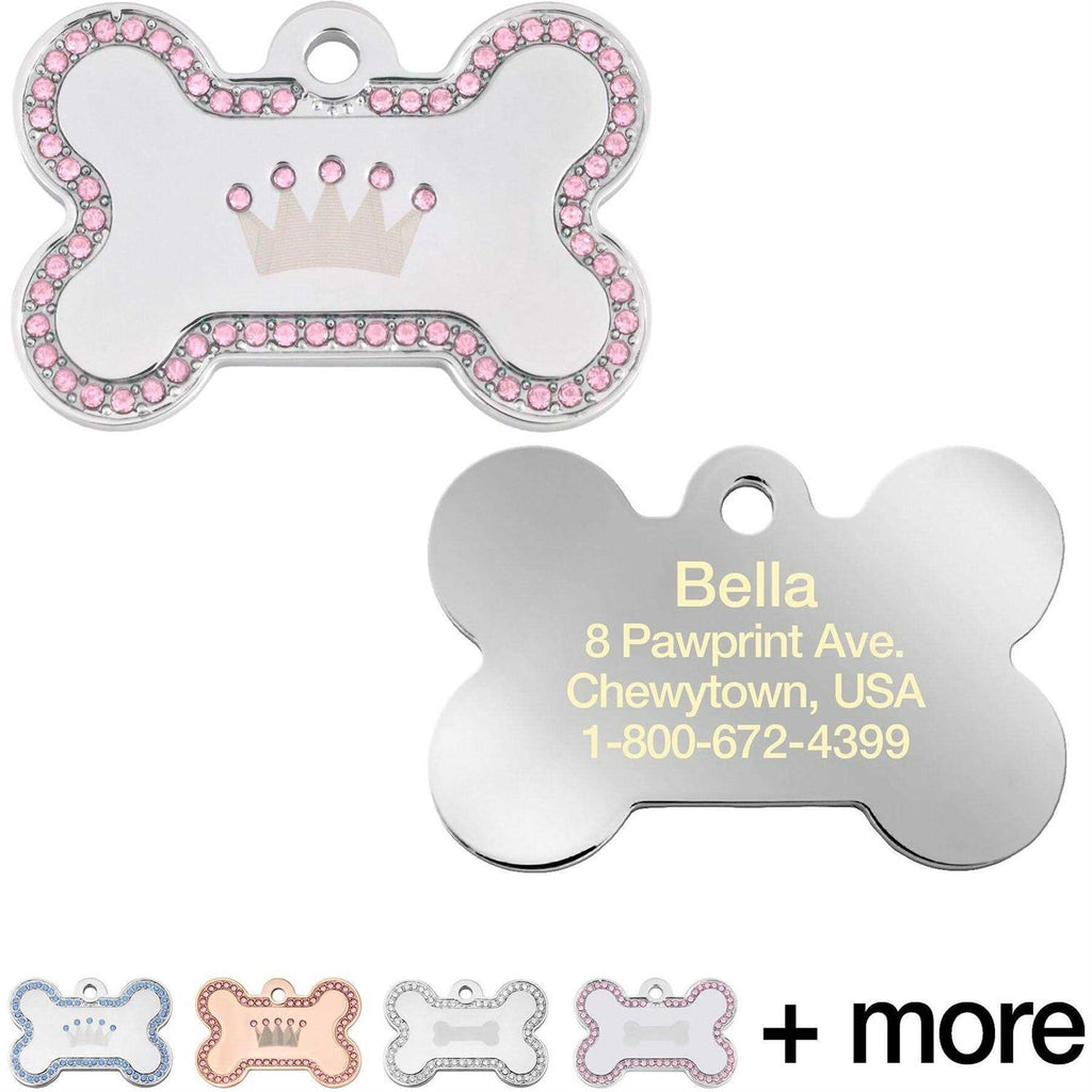 Dog Tag with Crown and Crystals Y6781