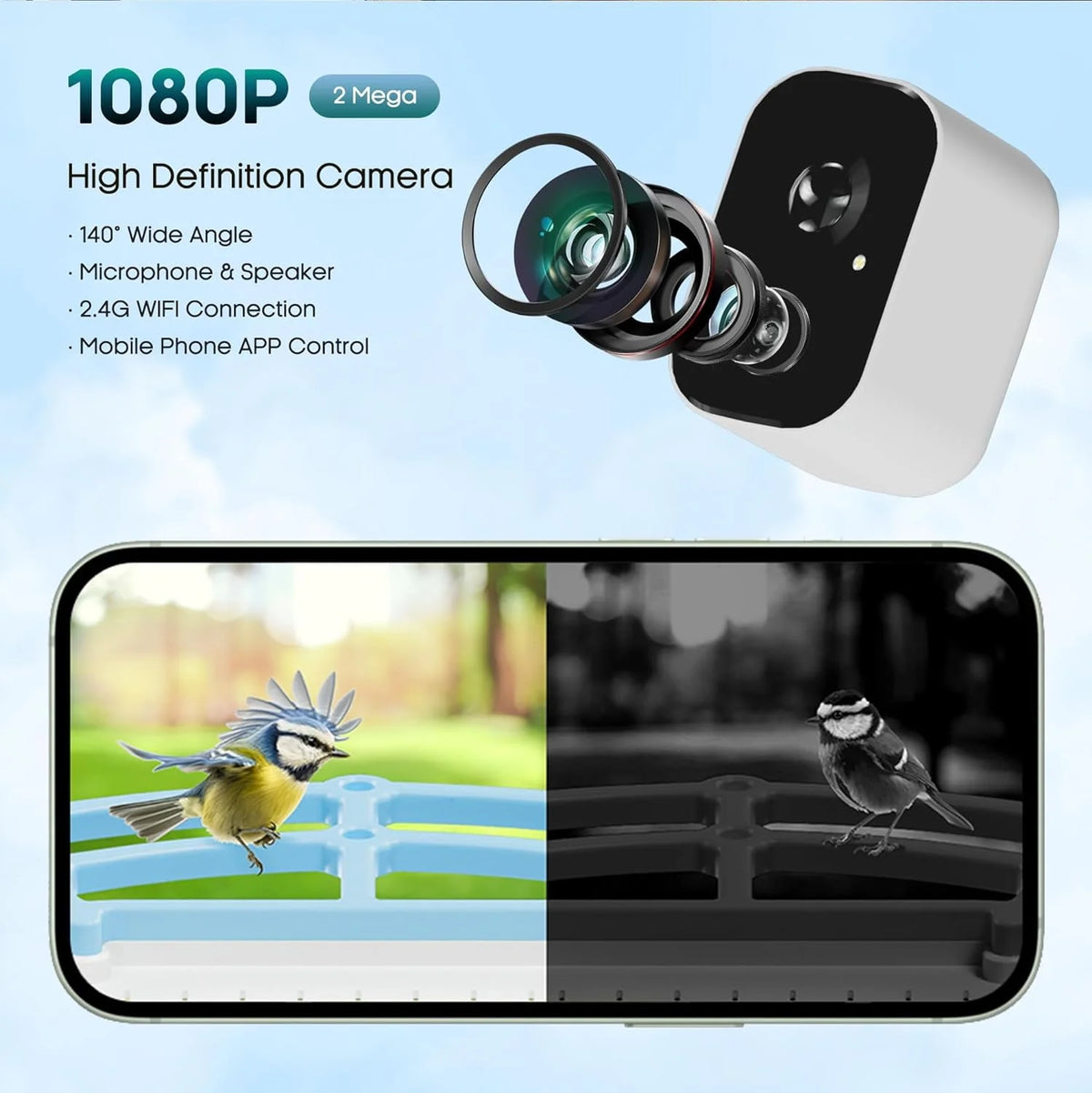 Smart Bird Feeder with Camera, Solar Powered, 64G TF Card F6665