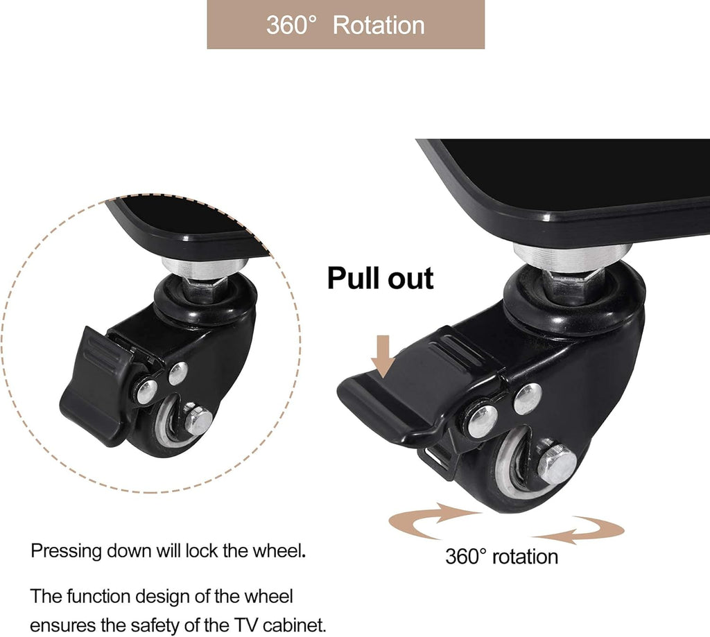 Mobile TV Cart with Wheels for 32-65 Inch, Height and Angle Adjustable Tempered Glass Metal Frame H721