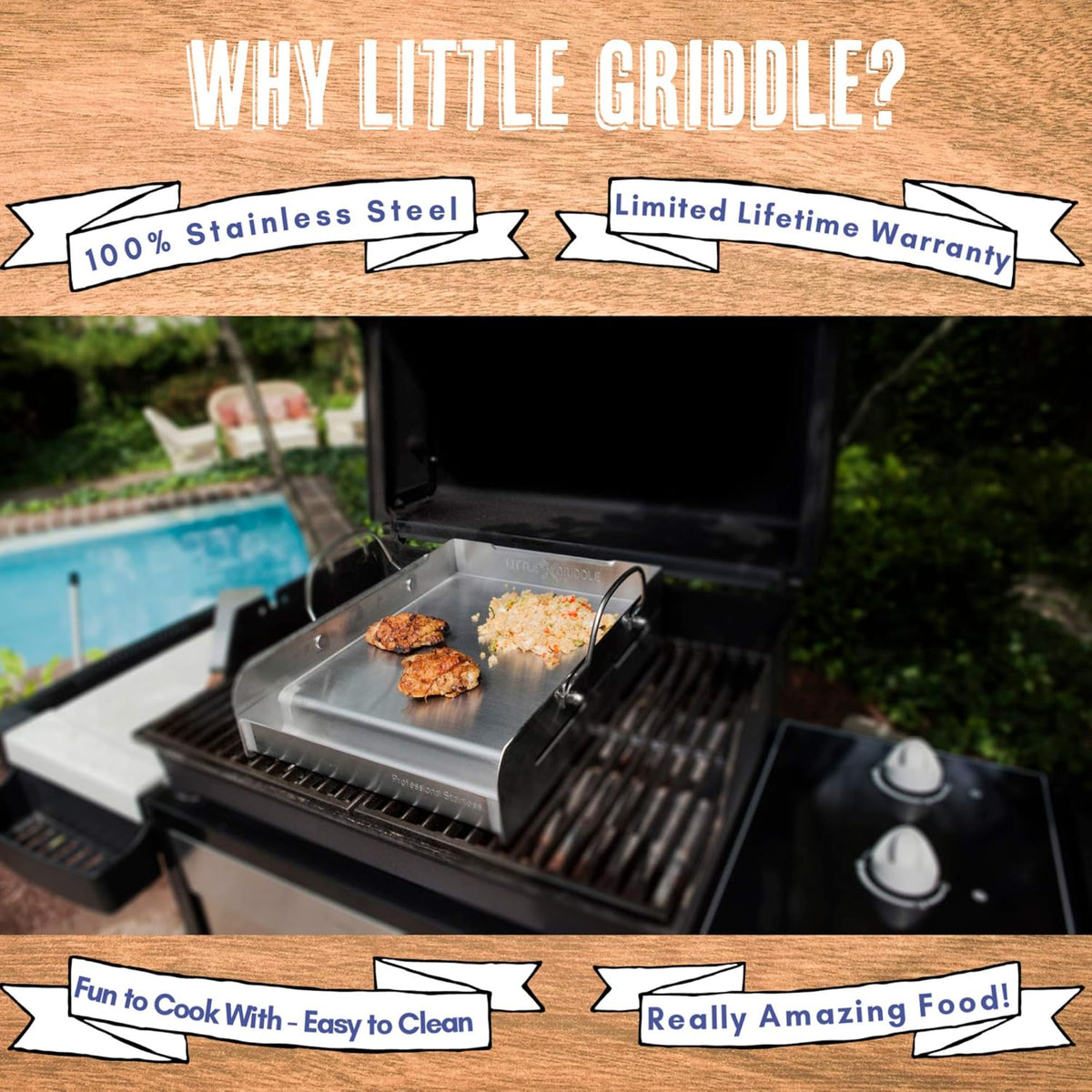 Stainless Steel Griddle with Removable Handles X235052
