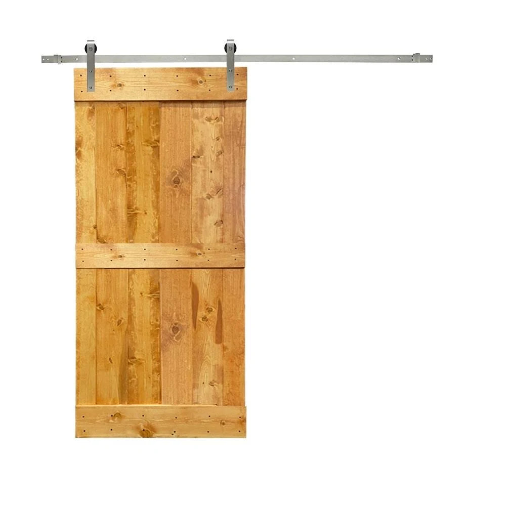 Stained Wooden Sliding Barn Door with Hardware Kit F636436